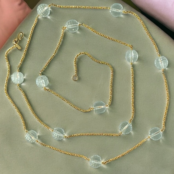 Vintage Kenneth Jay Lane Pools of Light Goldtone Necklace - Picture 1 of 10